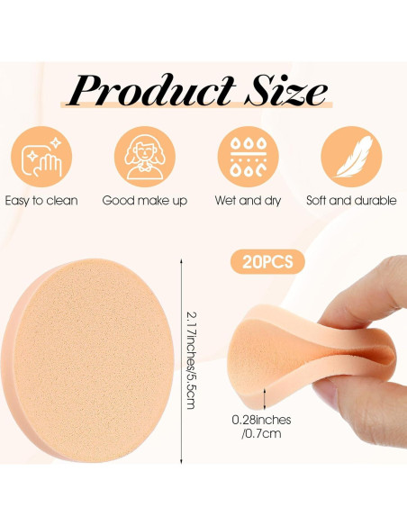 20 Esponjas de Maquillaje Beige Bremorou para Base Líquida
