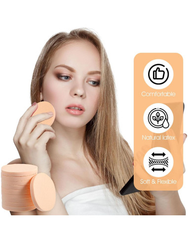 20 Esponjas de Maquillaje Beige Bremorou para Base Líquida