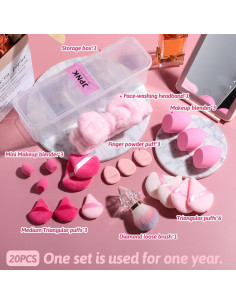 Juego de Esponjas de Maquillaje JPNK 20 Piezas con Brocha Kabuki 2