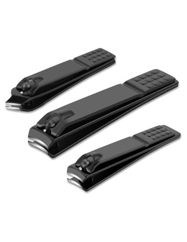 Juego de 3 Cortauñas de Acero Inoxidable Feisheng Negro