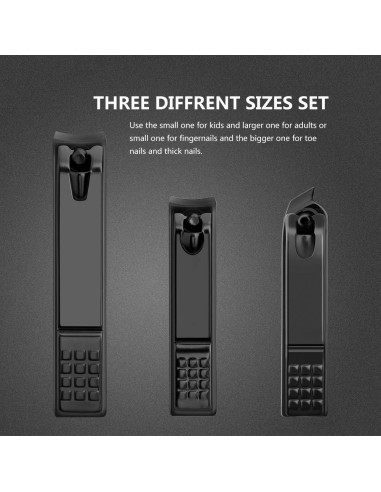 Juego de 3 Cortauñas de Acero Inoxidable Feisheng Negro