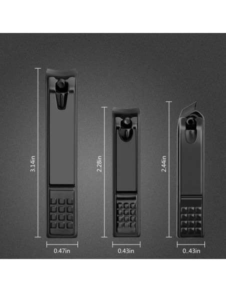 Juego de 3 Cortauñas de Acero Inoxidable Feisheng Negro