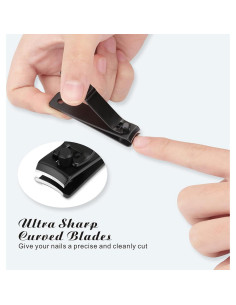 Juego de Cortauñas Gruesas TOMATA con Lima y Estuche - Negro 2