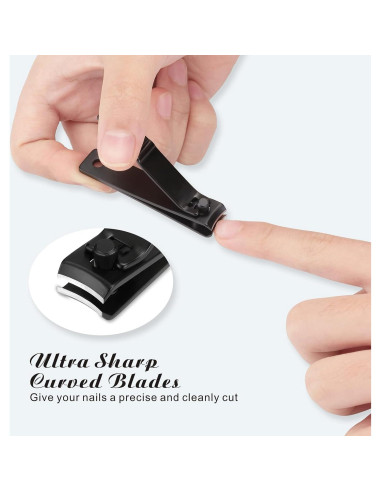 Juego de Cortauñas Gruesas TOMATA con Lima y Estuche - Negro