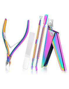 Kit de Cortadores de Uñas Acrílicas Alle 5 en 1 con Lima de Vidrio