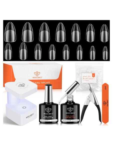Kit de Uñas de Gel Modelones Almendra 15 Tamaños 510 Pcs
