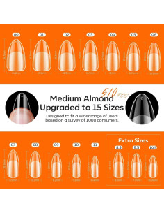 Kit de Uñas de Gel Modelones Almendra 15 Tamaños 510 Pcs 2