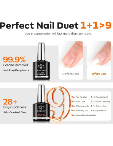 Kit de Uñas de Gel Modelones Almendra 15 Tamaños 510 Pcs