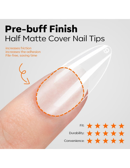 Kit de Uñas de Gel Modelones Almendra 15 Tamaños 510 Pcs