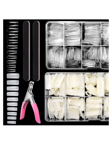 Kit 1000PCS Consejos de Uñas Acrílicas Yokilly Cortos Cuadrados