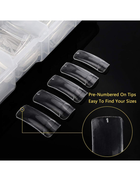 Kit 1000PCS Consejos de Uñas Acrílicas Yokilly Cortos Cuadrados