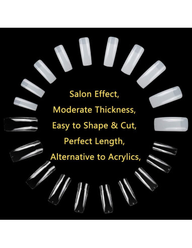 Kit 1000PCS Consejos de Uñas Acrílicas Yokilly Cortos Cuadrados