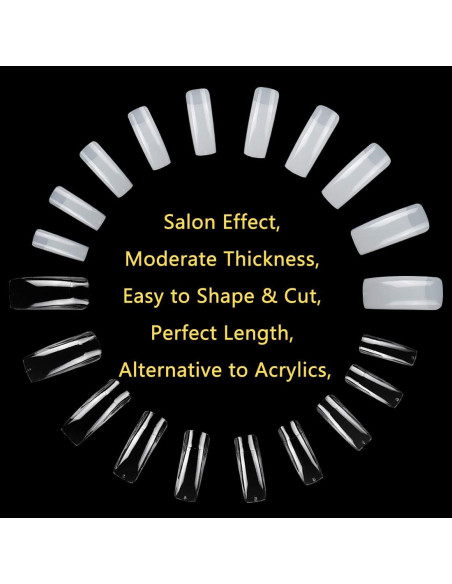 Kit 1000PCS Consejos de Uñas Acrílicas Yokilly Cortos Cuadrados