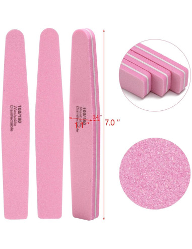 10 Bloques de Pulido de Uñas LoveBB Rosa 100/180 Grano