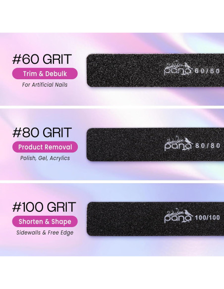 10 Limatips Jumbo PANA Doble Cara 80/80 Negro para Uñas