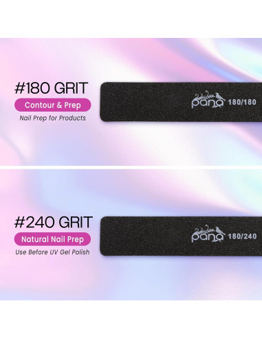 10 Limatips Jumbo PANA Doble Cara 80/80 Negro para Uñas