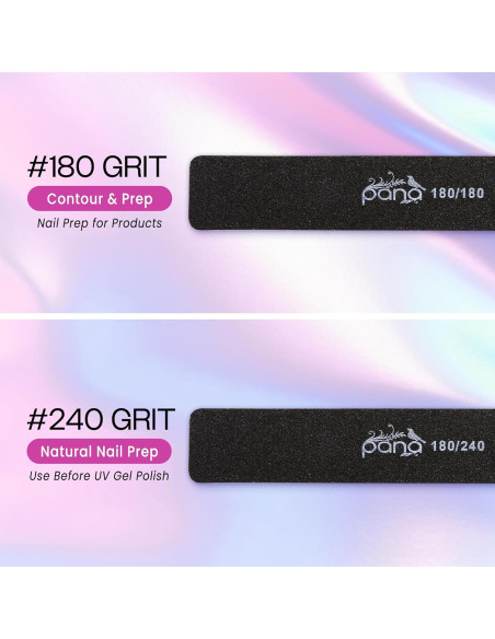 10 Limatips Jumbo PANA Doble Cara 80/80 Negro para Uñas