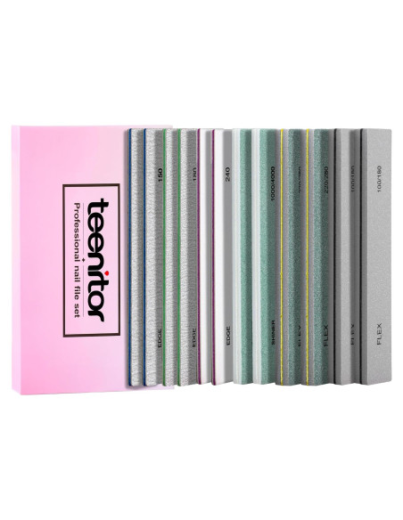 Set de 12 Archivos y Pulidores de Uñas Teenitor 100/180 Grit