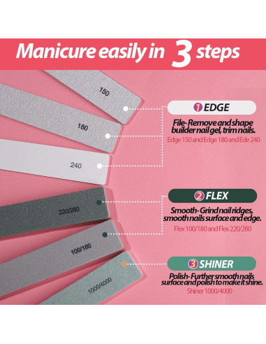 Set de 12 Archivos y Pulidores de Uñas Teenitor 100/180 Grit