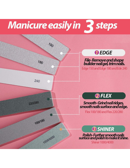 Set de 12 Archivos y Pulidores de Uñas Teenitor 100/180 Grit