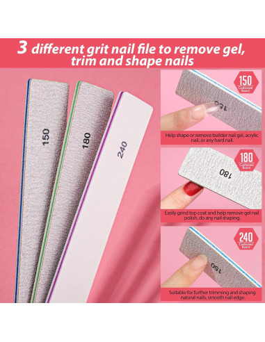 Set de 12 Archivos y Pulidores de Uñas Teenitor 100/180 Grit