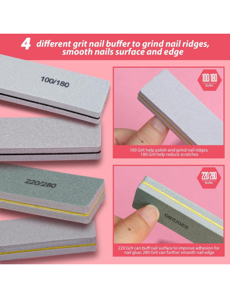 Set de 12 Archivos y Pulidores de Uñas Teenitor 100/180 Grit