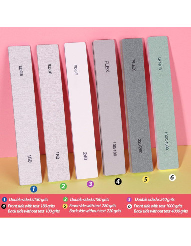 Set de 12 Archivos y Pulidores de Uñas Teenitor 100/180 Grit