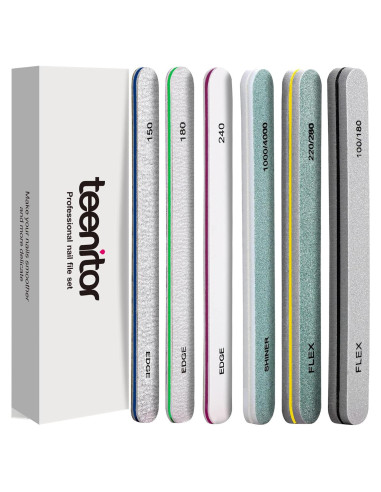 Conjunto de Limas de Uñas Teenitor 6 Piezas Profesional