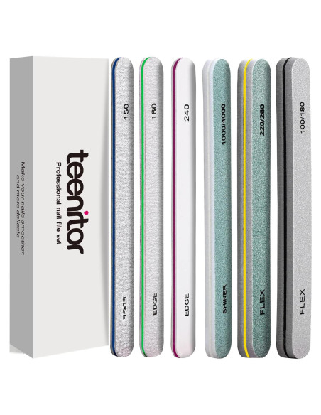 Conjunto de Limas de Uñas Teenitor 6 Piezas Profesional