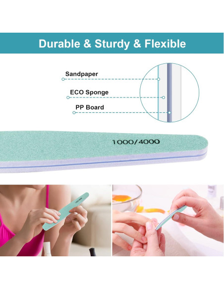 15 Limas de Uñas 1000/4000 Grit Diesisa para Manicura