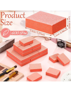 Gisafai 600 Bloques Mini Pulidores de Uñas Naranja 80/100 Grano 2