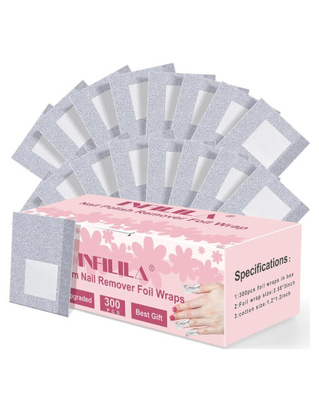 Envolturas de Papel de Aluminio NXJ INFILILA 300PCS para Quitar Esmalte