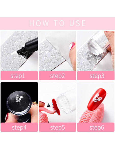 Kit de Estampado de Uñas de Playa WOKOTO 6 Piezas Acero Inoxidable