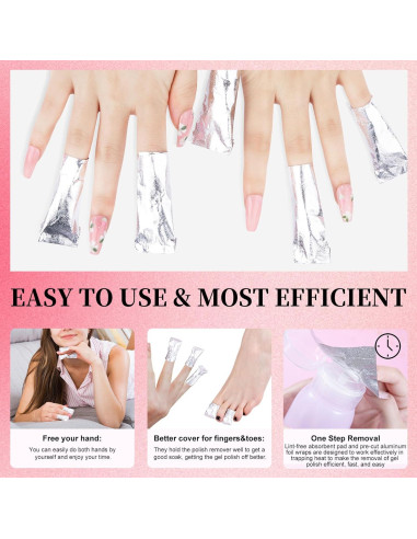 Envolturas de Papel de Aluminio NXJ INFILILA 300PCS para Quitar Esmalte
