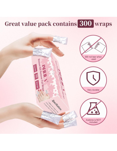 Envolturas de Papel de Aluminio NXJ INFILILA 300PCS para Quitar Esmalte