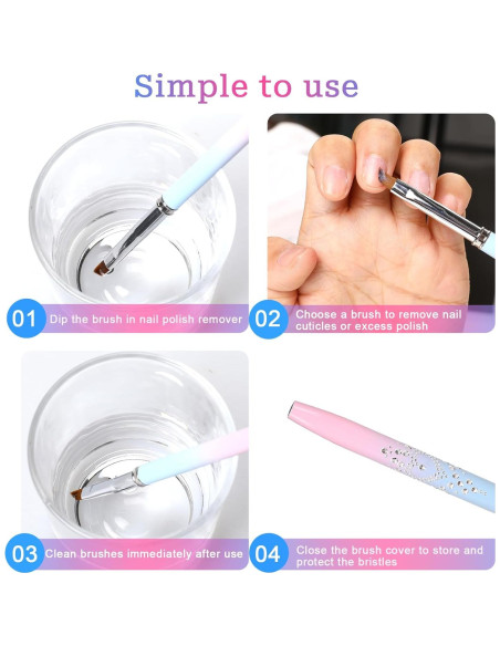 Juego de 3 Pinceles para Limpiar Esmalte de Uñas Sliverdew