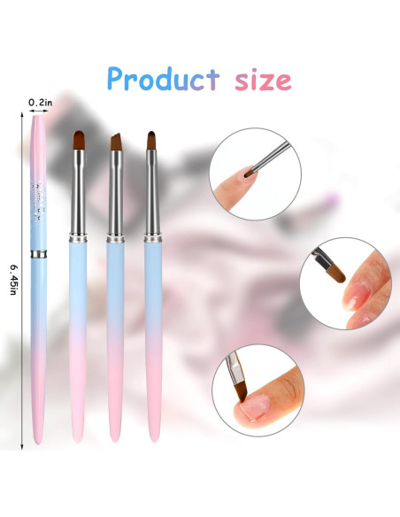 Juego de 3 Pinceles para Limpiar Esmalte de Uñas Sliverdew