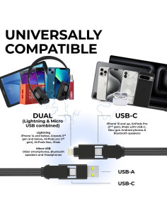 Cable de carga múltiple Rolling Square InCharge XL 6 en 1 0.3m 2