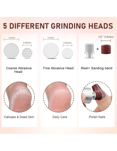 Removedor de Callos Eléctrico Kredioo con Lima de Vidrio Nano