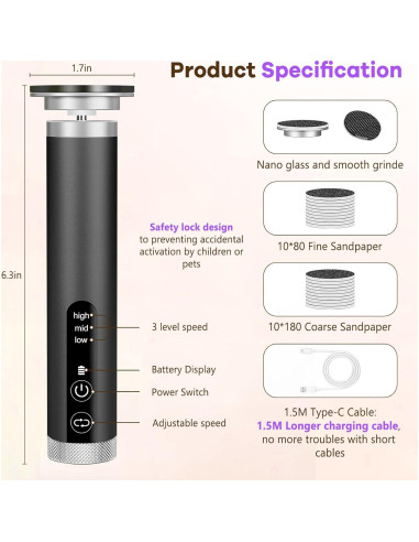 Removedor de Callos Eléctrico CYFERUY con Cabezal de Nano Vidrio