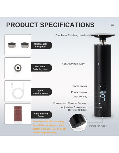 Removedor de Callos Eléctrico Cesekao Obsidiana 9 Velocidades