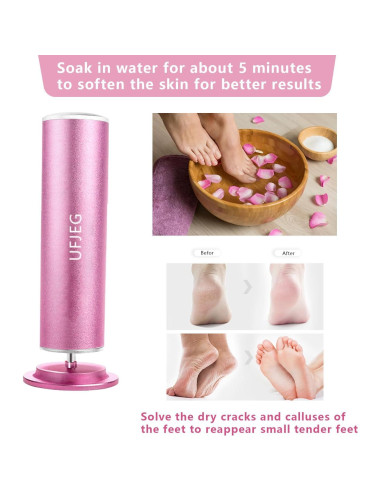 Removedor de Callos Eléctrico UFJEG Rosa Claro con 60 Piezas