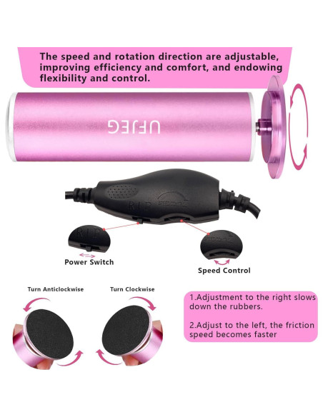 Removedor de Callos Eléctrico UFJEG Rosa Claro con 60 Piezas