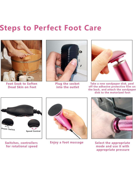 Removedor de Callos Eléctrico UFJEG Rosa Claro con 60 Piezas