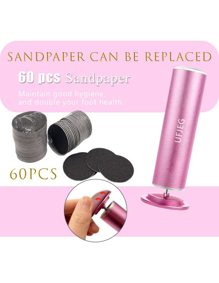 Removedor de Callos Eléctrico UFJEG Rosa Claro con 60 Piezas