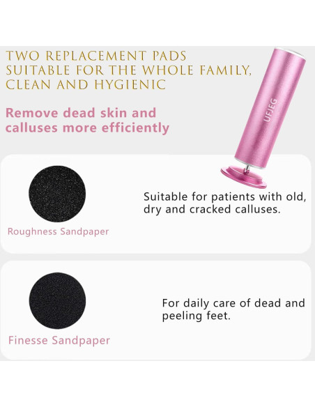 Removedor de Callos Eléctrico UFJEG Rosa Claro con 60 Piezas