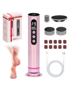 Removedor de Callos Eléctrico FQOIUD 2 en 1 Rosa 9 Velocidades