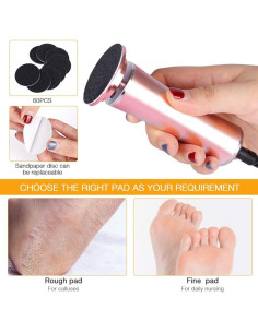 Removedor de Callos Eléctrico LIARTY Rosa, Velocidad Ajustable, 60 Discos 2