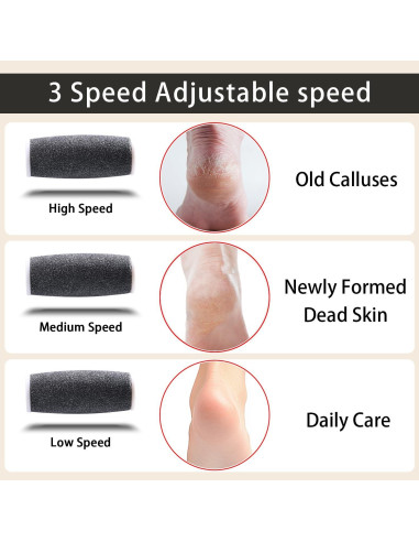 Removedor de Callos Eléctrico ZEOEZHBI con 3 Cabezas y 3 Velocidades