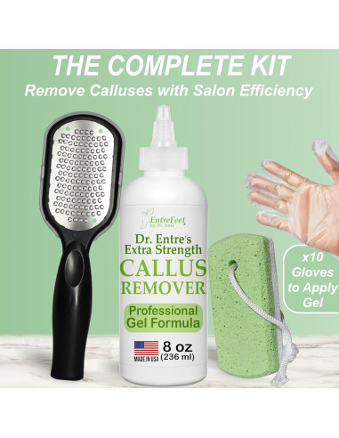 Kit de Gel Removedor de Callos Dr. Entre 226.8g + Lima y Guantes